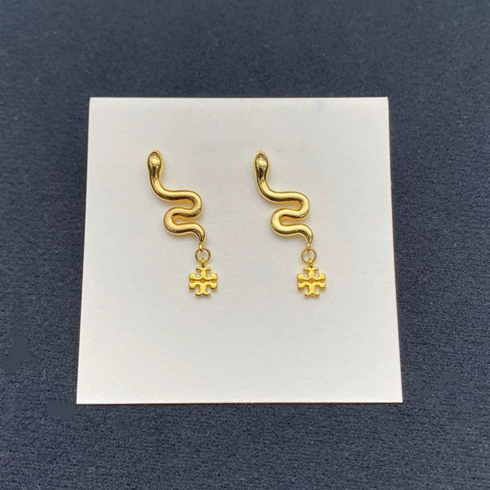 Tory Burch Snake Geometric Hollow Stud Earrings